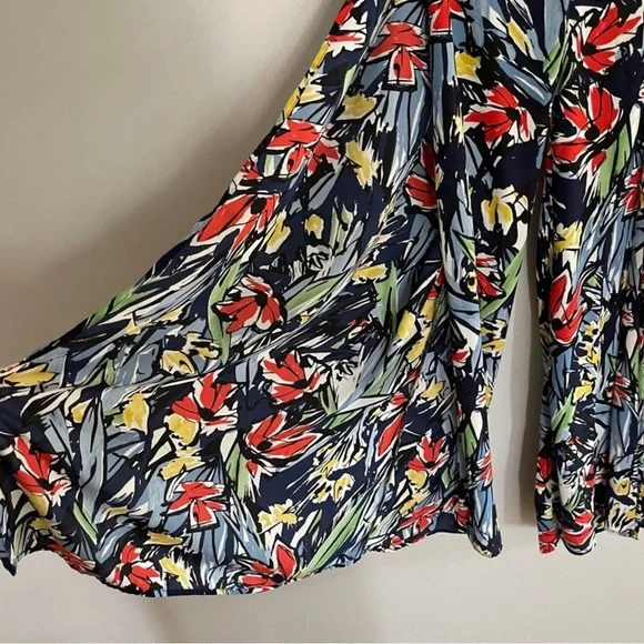 Lulus Pauma Navy Blue Print Wide-Leg Pants Women’s Size Medium NWT - Picture 10 of 13